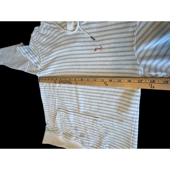 Ladies Cuffys Cape Cod Striped Hoodie M White & Gray Cotton Blend Long Sleeve - Picture 5 of 7